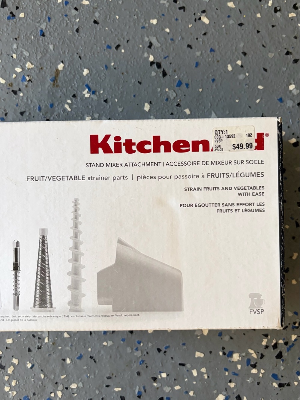 KitchenAid White Stand Mixer Fruit & Vegetable Strainer Attachment